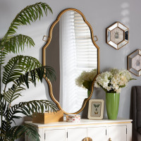 Baxton Studio RXW-8059 Dennis Vintage Antique Gold Finished Accent Wall Mirror